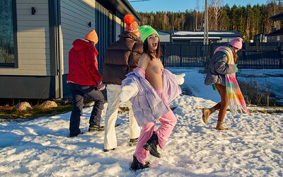 Alice Flore and Amelia Ost in Playful Lesbians Love Winter from Club Sweethearts