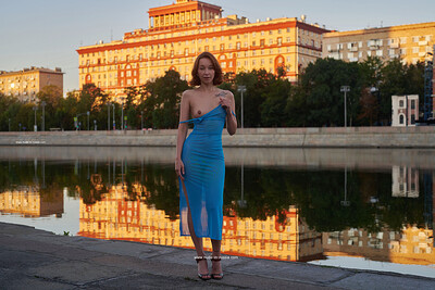 Julia J. in Sexy Naked On The Bridge from Nude In Russia