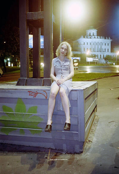 Olia in Blondie Naked In The Park from Nude In Russia
