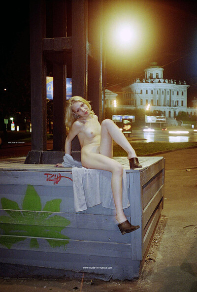 Olia in Blondie Naked In The Park from Nude In Russia