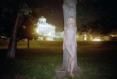 Olia in Blondie Naked In The Park from Nude In Russia