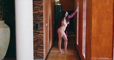 The hot, curly-haired broad is all by herself at home, feeling blue, and her pussy crave some finger action.