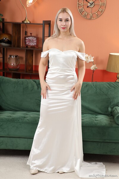 Patricia A in Sexy Bride Sheer White Stockings from Only Tease