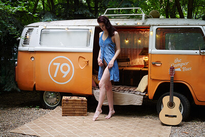 Nora in VW Bus from Nude In Russia