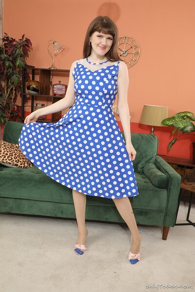 Dirty Demi in Polka Dot Dress Sheer Stockings from Only Tease