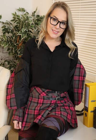 Aston Wilde in Plaid Miniskirt Boots Tights from Only Opaques