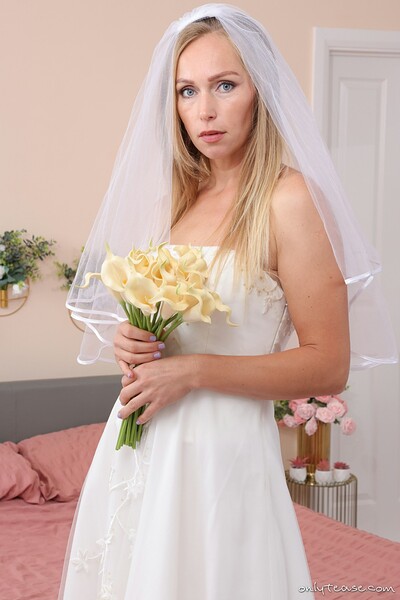 Anabel in Beautiful Bride White Stockings from Only Tease