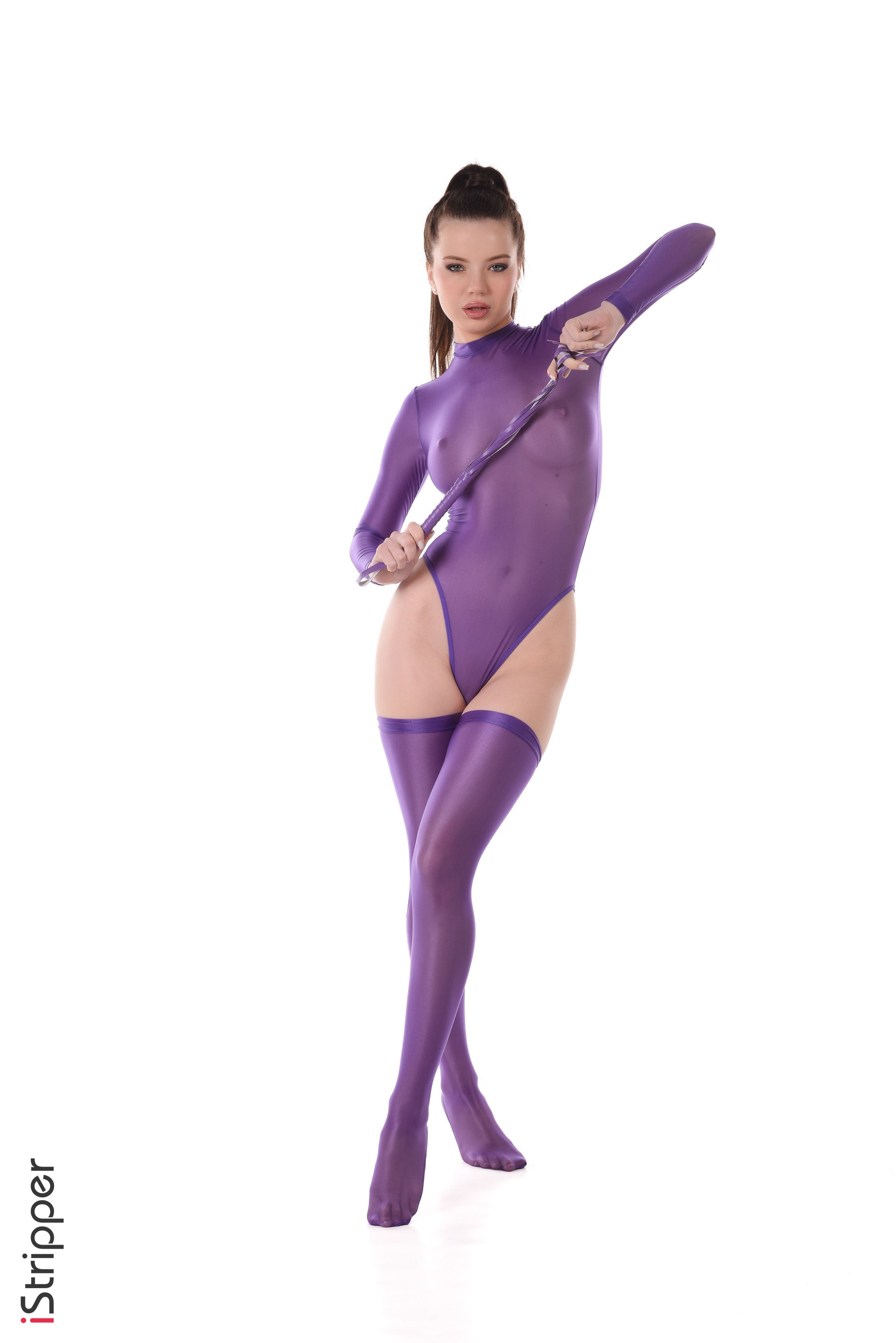 Toree in Istripper set Violet Spanker