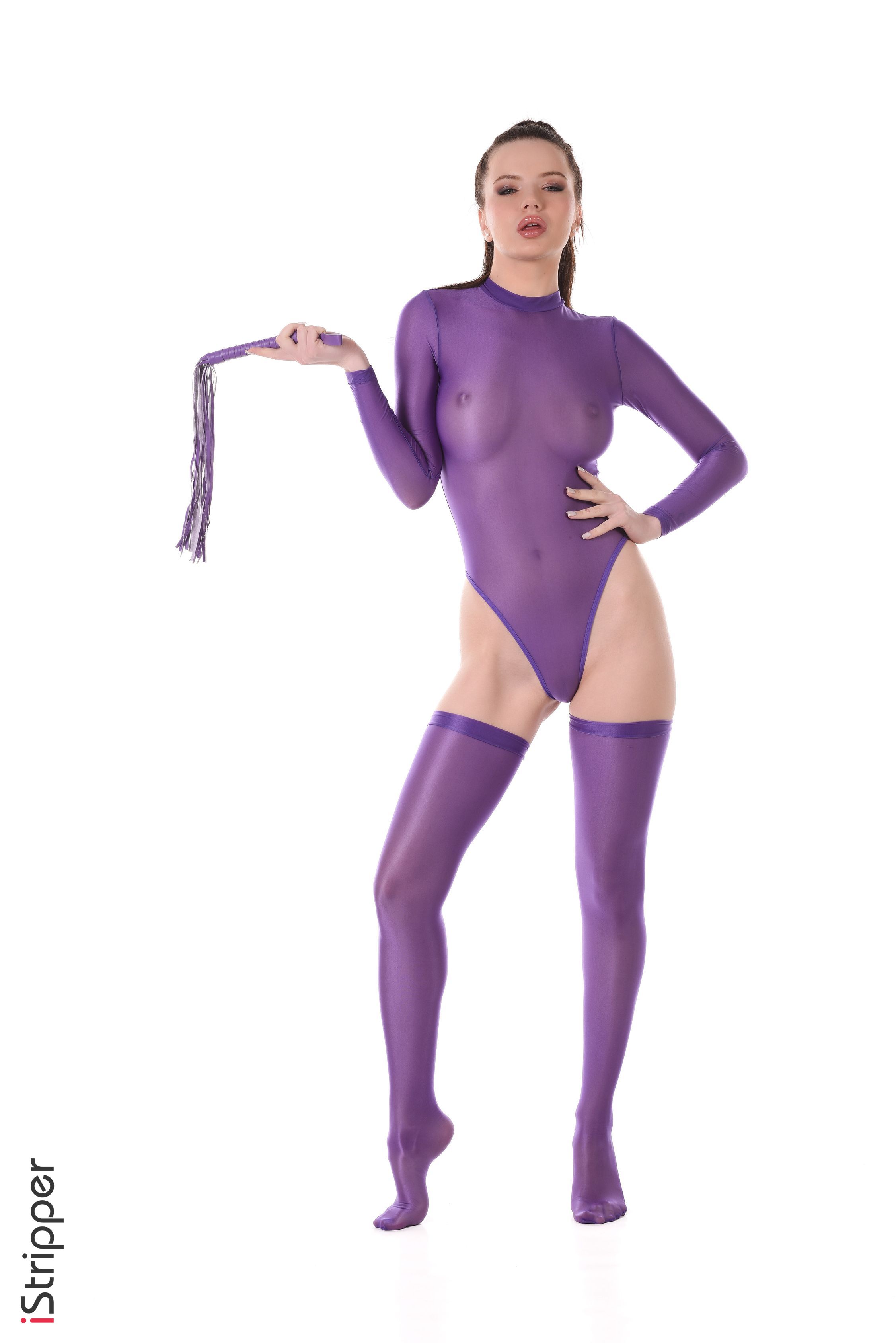 Toree in Istripper set Violet Spanker