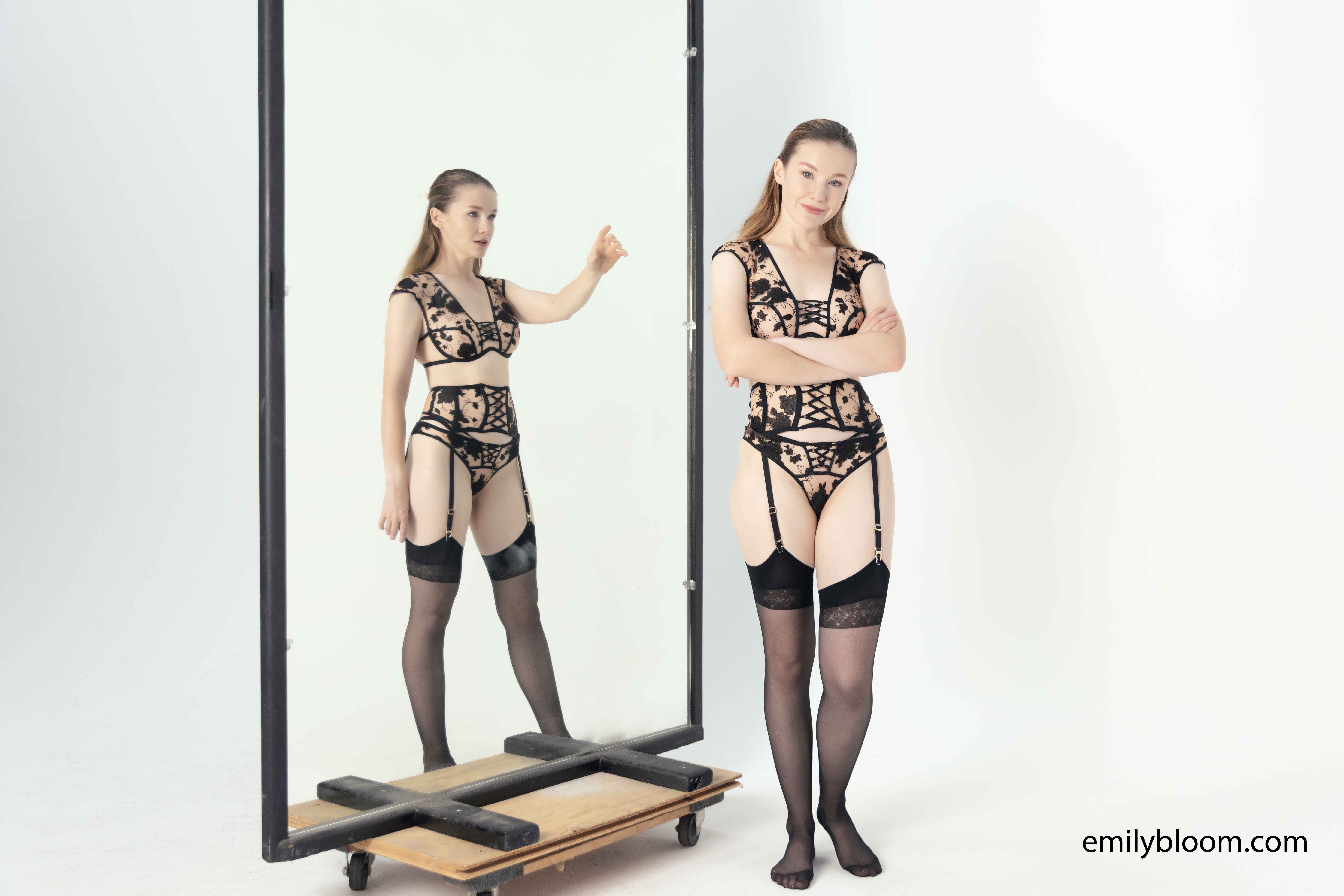 Emily Bloom black lingerie