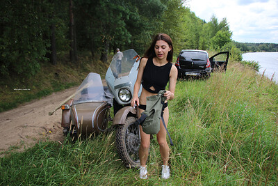 Dayana in Ural Motorcycle from Nude In Russia