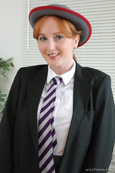 Miss Daphne Red in College Uniform Knee High Socks from Only Tease