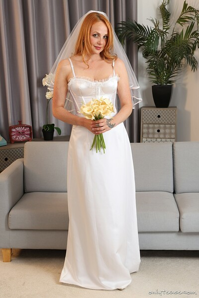 Kara Carter in Bride High Heels White Stockings from Only Tease