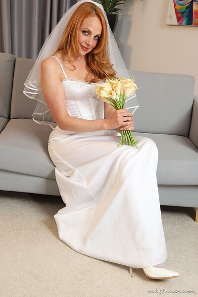 Kara Carter in Bride High Heels White Stockings from Only Tease