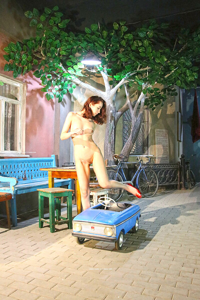 Julia J in Soviet Pedal Car Moskvich from Nude In Russia