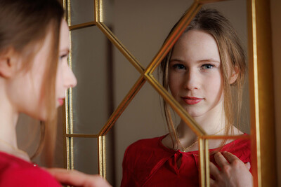 Zuzanna in Red Dress Over Head from Domingo View