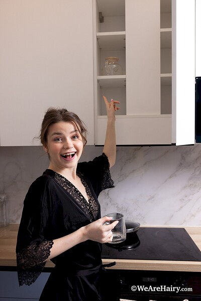 Julia Morozzi in Poses Naked In Her Kitchen from We Are Hairy