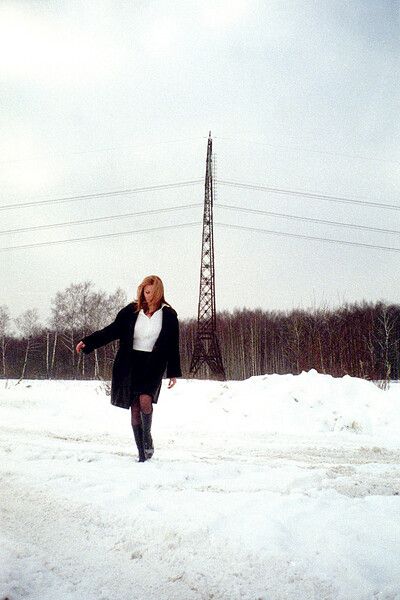 Anna in Winter Field from Nude In Russia