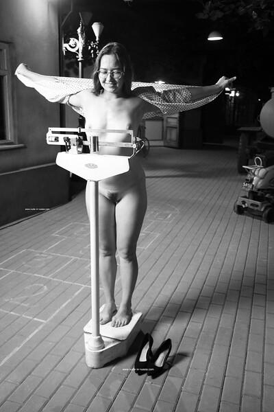 Alla S in Nude In Russia set Soviet Medical Floor Scales