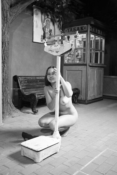 Alla S in Soviet Medical Floor Scales from Nude In Russia