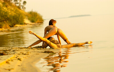 Maeve X and Layna W in Layna Hot Poses In The Sand from Stunning 18