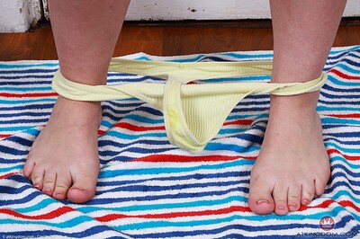 Juniper Ren in Upskirt Panties Foot Fetish Pussy Spreads from ATK Petites
