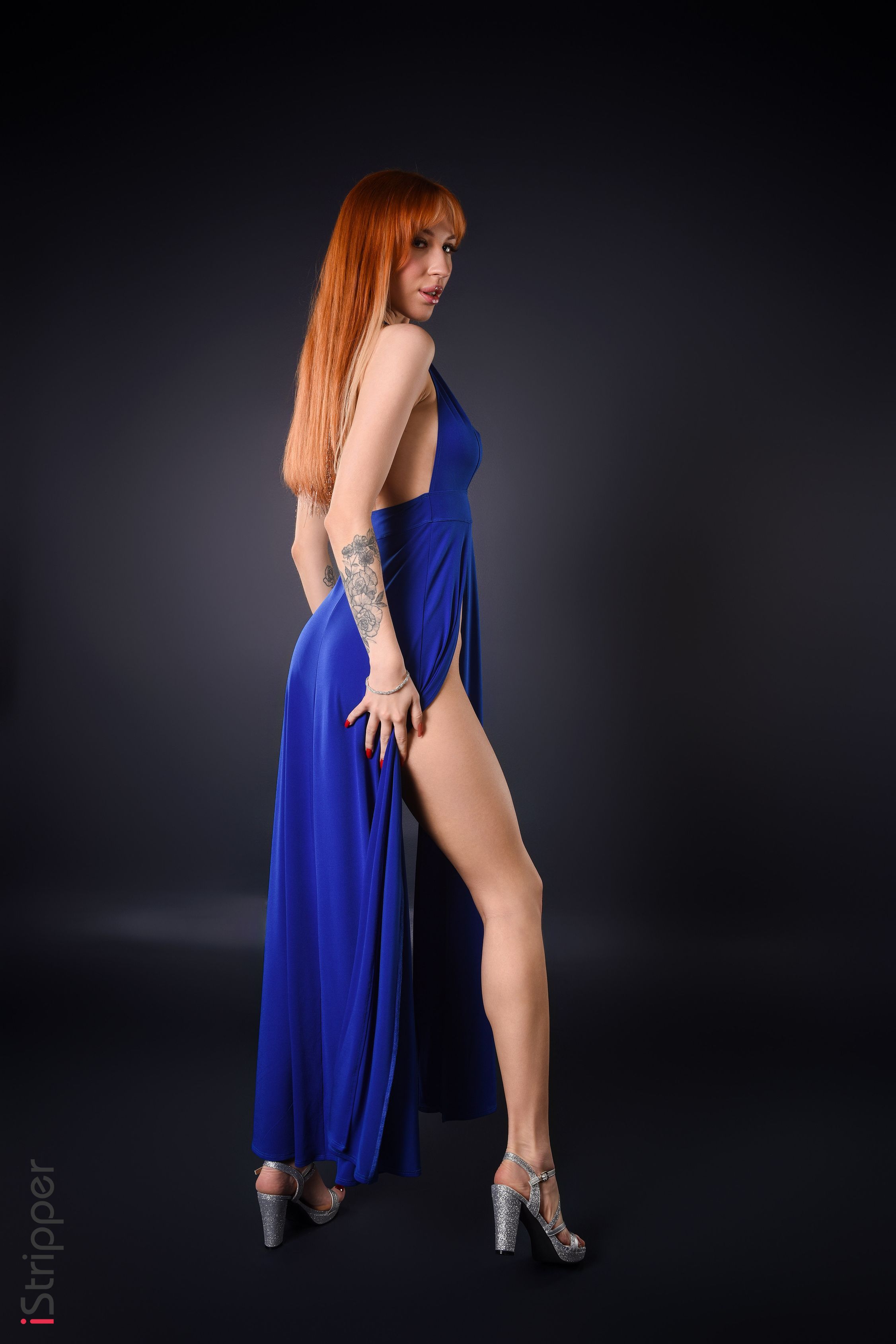 Lilly Mays in Istripper set Blue On Red
