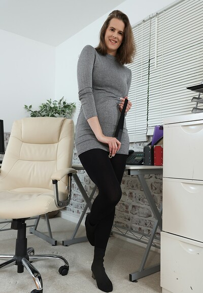 Mel Tongue in Grey Minidress Boots Black Tights from Only Opaques
