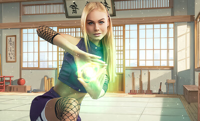 Nancy A, a skinny blonde, enjoys sucking and riding cock in a VR POV photoset as Ino Yamanaka.