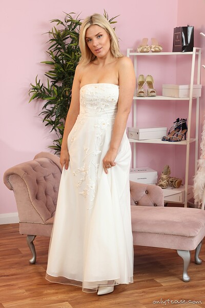 Asha Evans in Bride Gown Sheer White Stockings from Only Tease